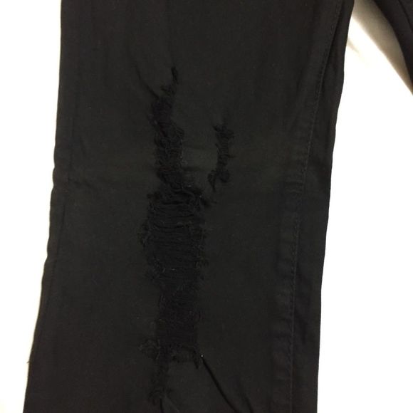 NWT American Bazi Skinny High Rise Jeans Black Sz 7 Distressed Destroyed - Picture 6 of 13